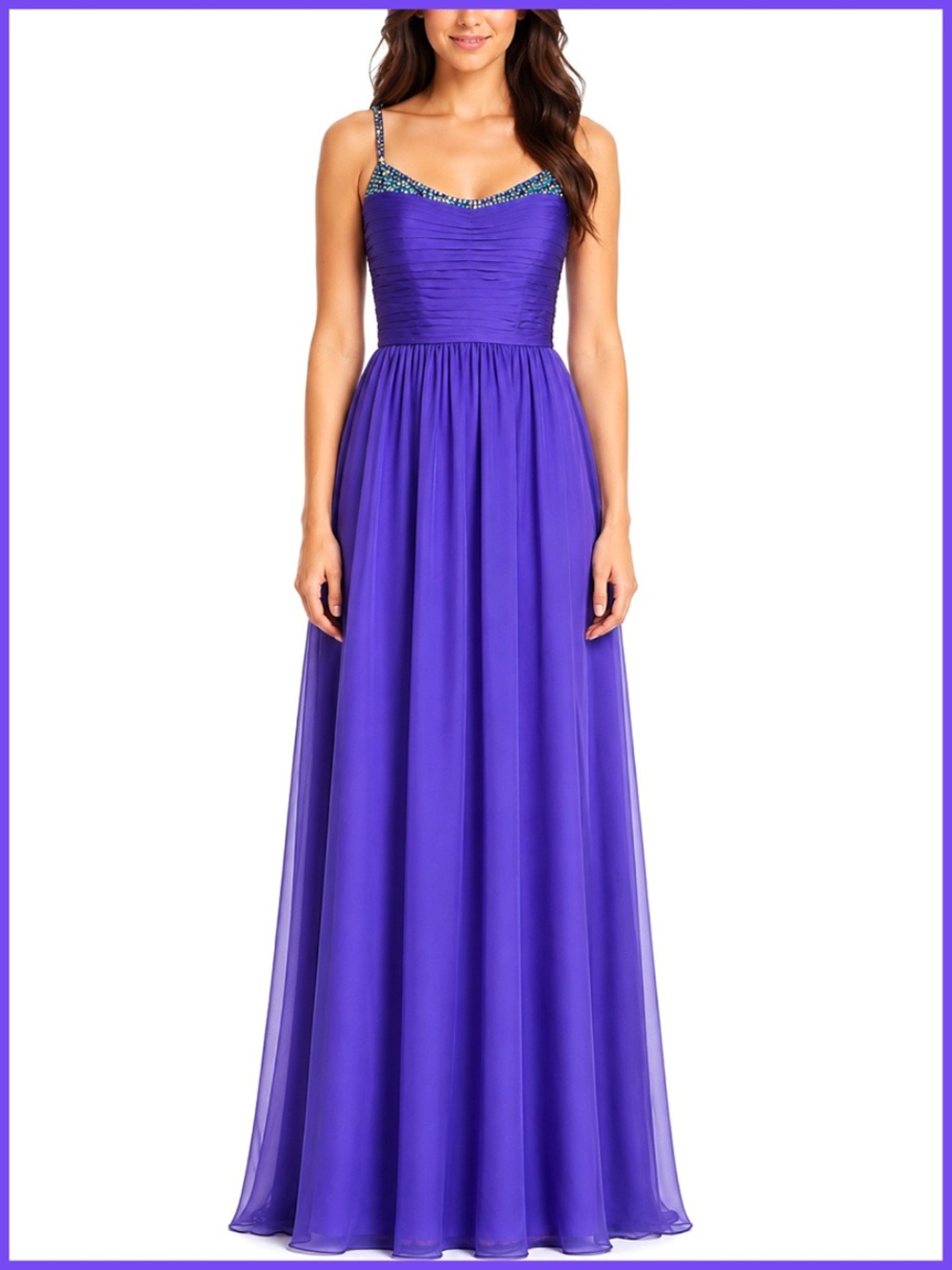 La Femme Purple Rhinestone Embellished Gown | Dress